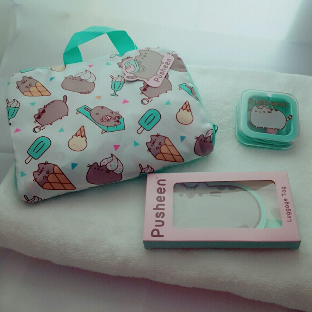 Pusheen bag, earbuds and luggage tag New unused
